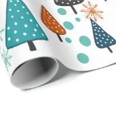 リトルフォレストティール(緑がかった色) – オレンジの包装紙 ラッピングペーパー (ロールコーナー)