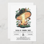 リトルフォレストデジタルキノコ誕生日 招待状 (正面/裏面)