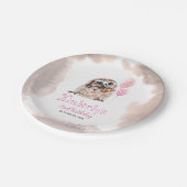 リトルフクロウキュートピンク誕生日 ペーパープレート (アングル)