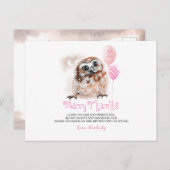 リトルフクロウ誕生日サンキュー ポストカード (正面/裏面)