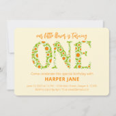 リトルフラワーキュートデイジーファースト誕生日 招待状 (正面)