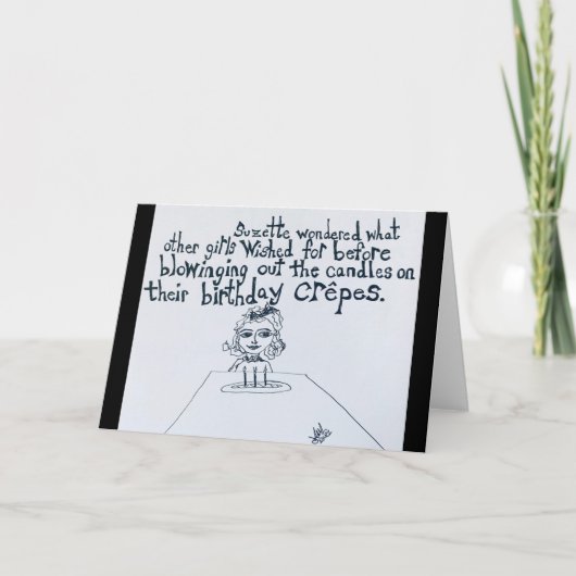 リトルフランスのガールの誕生日クレープケーキの願い カード (正面)