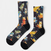 リトルフロッグチョークスケッチパターンブラックソックス ソックス (左)