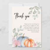リトルフローラパンプキンハロウィーン秋ベビーシャワー サンキューカード (正面)