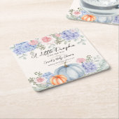 リトルフローラパンプキンハロウィーン秋ベビーシャワー スクエアペーパーコースター (アングル)