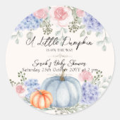 リトルフローラパンプキンハロウィーン秋ベビーシャワー ラウンドシール (正面)