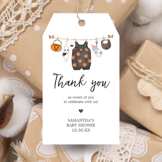 リトルブカボプキンハロウィンベビーシャワーメッセージカード ギフトタグ