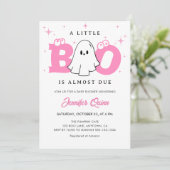 リトルブガールかわいい幽霊ハロウィーンベイビーシャワー 招待状 (スタンド正面)
