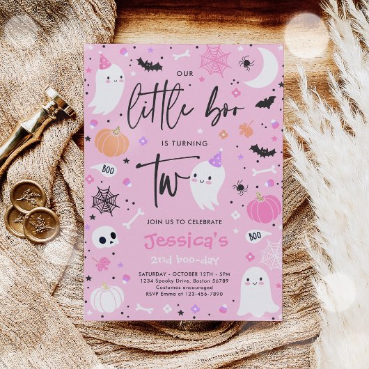 リトルブキュートピンク幽霊2nd誕生日パーティー 招待状