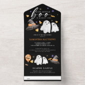 リトルブハロウィーンおむつラッフルブラック オールインワン招待状 (内側)