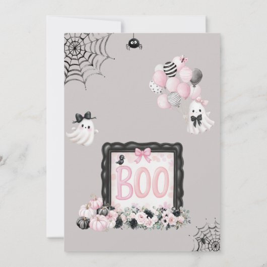 リトルブハロウィーンガールベビーシャワー 招待状 (裏面)
