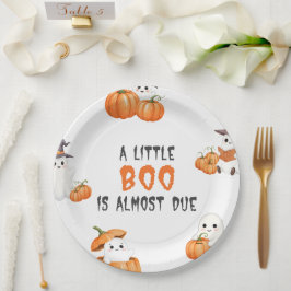 リトルブハロウィーンパンプキンベビーシャワーパーティー ペーパープレート