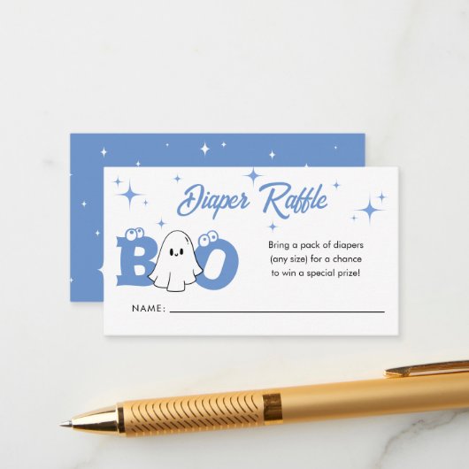 リトルブハロウィーンベビーシャワーおむつラッフル エンクロージャーカード (正面/裏面インサイチュ)