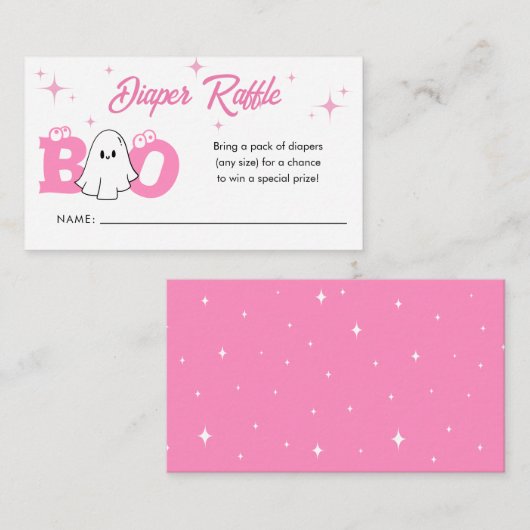 リトルブハロウィーンベビーシャワーおむつラッフル エンクロージャーカード (正面/裏面)
