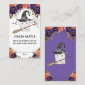 リトルブハロウィーンベビーシャワーおむつラッフル エンクロージャーカード (正面/裏面)