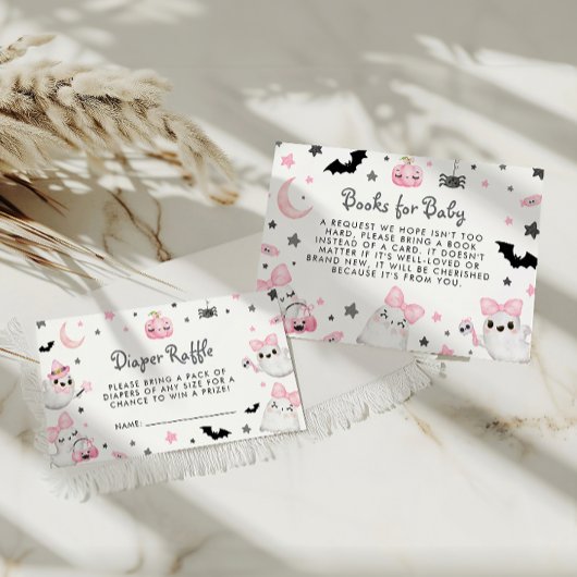 リトルブハロウィーンベビーシャワーおむつラッフル エンクロージャーカード