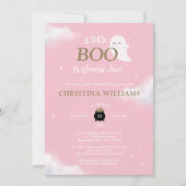 リトルブハロウィーン幽霊ピンクベビーシャワー 招待状 (正面)
