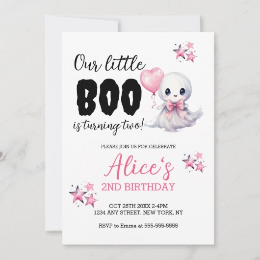 リトルブハロウィーン誕生日ガール招待状 招待状 (正面)