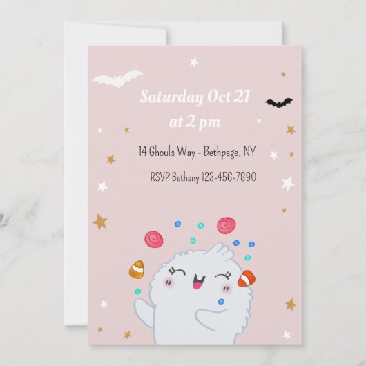 リトルブハロウィーン誕生日招待状 招待状 (裏面)