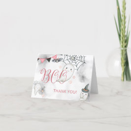 リトルブピンクハロウィーン幽霊ベビーシャワー サンキューカード