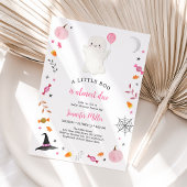 リトルブピンク幽霊ハロウィンベビーシャワー 招待状