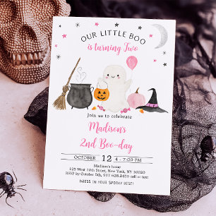 リトルブピンク幽霊ハロウィーン2回目の誕生日 招待状