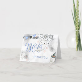 リトルブブルーハロウィーン幽霊ベビーシャワー サンキューカード