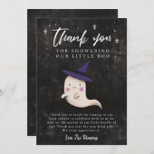 リトルブベビーシャワーハロウィーンガール幽霊 サンキューカード (正面/裏面)