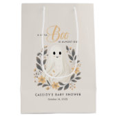 リトルブボホ幽霊ハロウィーンベイビーシャワー ミディアムペーパーバッグ (裏面)