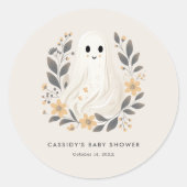 リトルブボホ幽霊ハロウィーンベイビーシャワー ラウンドシール (正面)