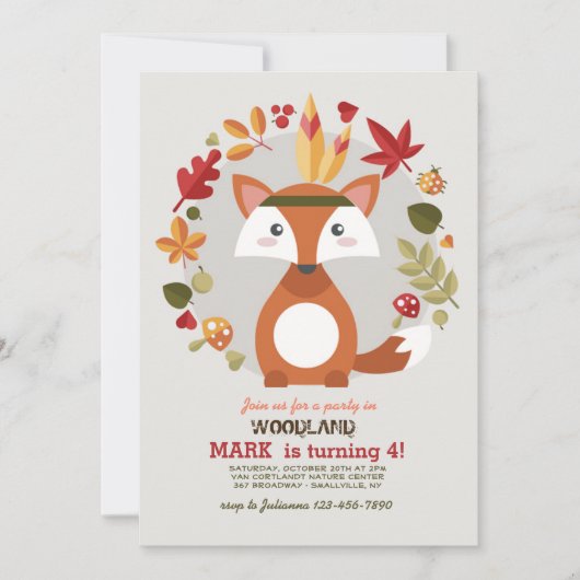 リトルブラウンキツネ招待状 招待状 (正面)