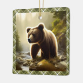 リトルブラウンベアーワイルドライフポートレート パーソナライズされた セラミックオーナメント (左)