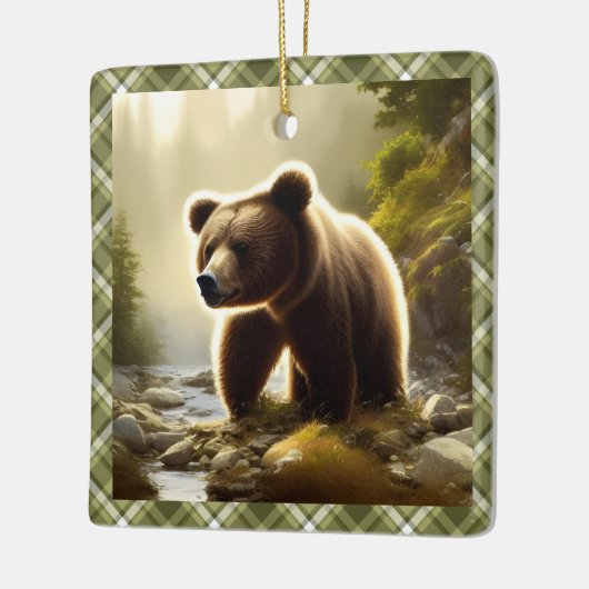リトルブラウンベアーワイルドライフポートレート パーソナライズされた セラミックオーナメント (左)