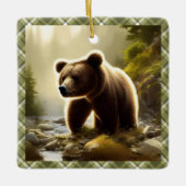 リトルブラウンベアーワイルドライフポートレート パーソナライズされた セラミックオーナメント (正面)