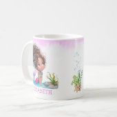 リトルブラウンマーメイドウォーターカラーコーヒーマグ コーヒーマグカップ (正面左)