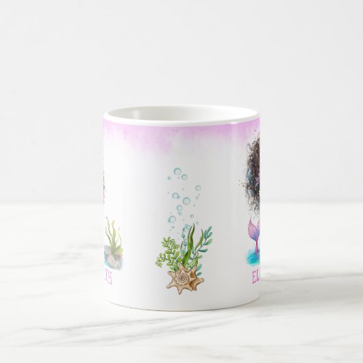 リトルブラウンマーメイドウォーターカラーコーヒーマグ コーヒーマグカップ (中央)