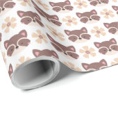 リトルブラウンラクーン顔オンホワイト ラッピングペーパー (ロールコーナー)
