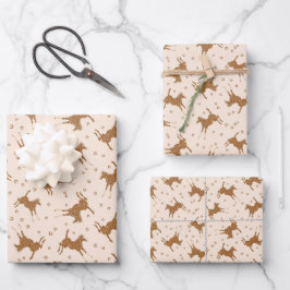 リトルブラウン馬 – サーモンピンク。 ラッピングペーパーシート