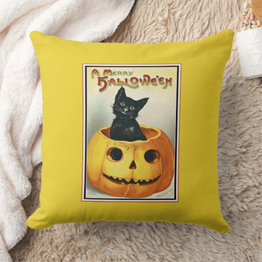 リトルブラックとジャック・オランタンのハロウィーン クッション (ブランケット)