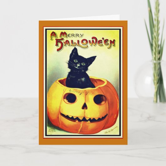 リトルブラックとジャック・オ・ランタン・ハロウィンカード カード (正面)