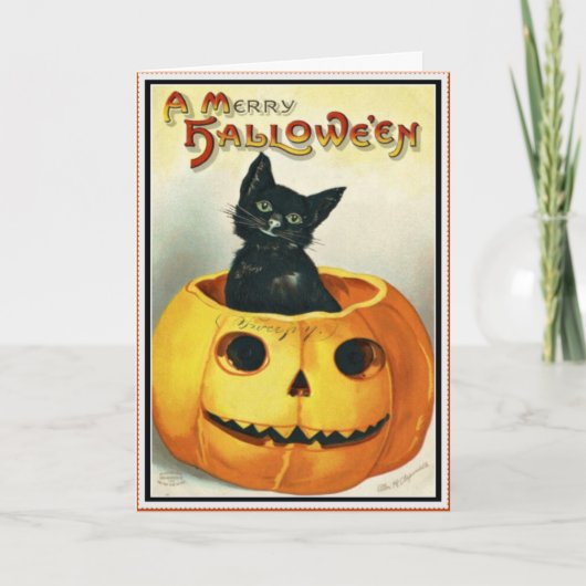 リトルブラックとジャックO'ランタンハロウィンカード カード (正面)