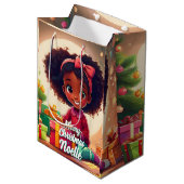 リトルブラックの少女が贈り物を開く ミディアムペーパーバッグ (正面アングル)