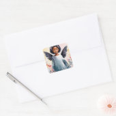 リトルブラックガールエンジェルフローラアート スクエアシール (封筒)