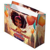 リトルブラックガール誕生祝いバルーン ラージペーパーバッグ (正面アングル)