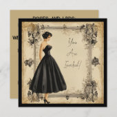 リトルブラックドレスカード：控えめなエレガンス 招待状 (正面/裏面)