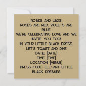 リトルブラックドレスカード：控えめなエレガンス 招待状 (裏面)