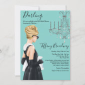 リトルブラックドレスブルーグラムブライダルシャワー 招待状 (正面)