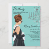 リトルブラックドレスブルーグラムブライダルシャワー 招待状 (正面)