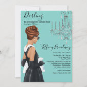 リトルブラックドレスブルーグラムブライダルシャワー 招待状 (正面)