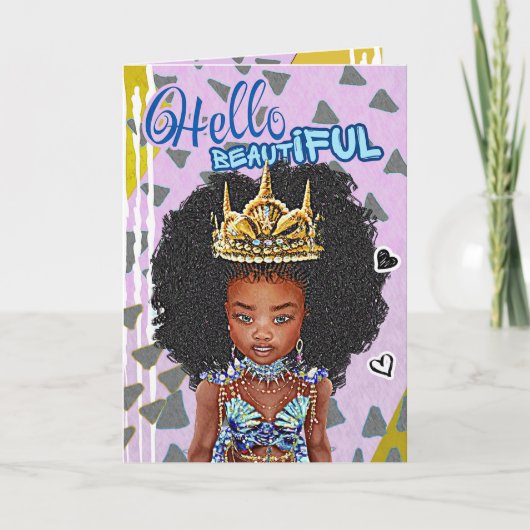 リトルブラックマーメイドガール空白のグリーティングカード カード (正面)